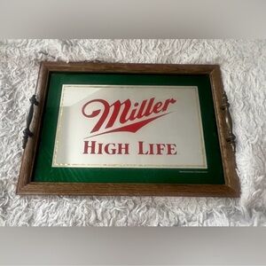 Miller High Life Framed Mirrored Serving Tray & Wall Sign